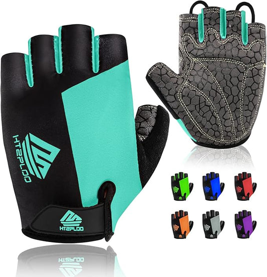 Bike Gloves for Men Women with Anti-Slip Shock-Absorbing Pad, Light Weight Half-Finger Cycling Gloves