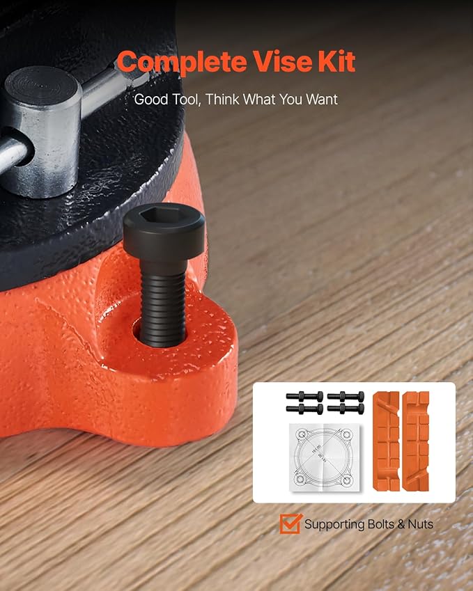 VEVOR Bench Vise 8 Inch Jaw Width Multipurpose with 360-Degree Swivel Base