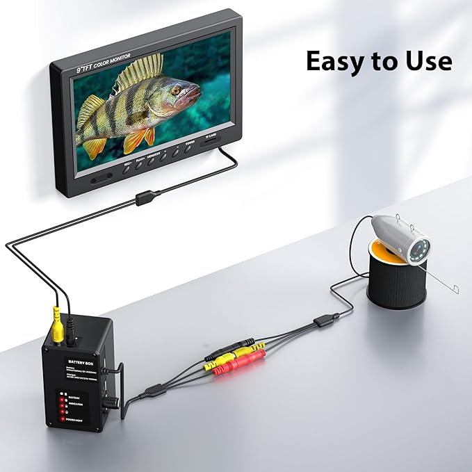 Eyoyo Underwater Fishing Camera Portable Video Fish Finder 9 inch LCD Monitor 1000TVL Waterproof Camera Underwater DVR Video Fish Cam 15m Cable 12pcs IR Infrared Lights for Ice, Lake and Boat Fishing