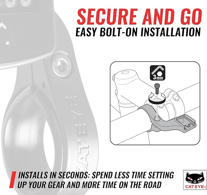 CATEYE OF-100 Out Front Bike Computer Bracket – Bolt-on Mount, Positions Computer Front and Center, Easily View Your Ride Data, Compatible with Padrone, Strada, Urban and Velo Wireless Computers