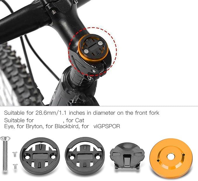 Road Bike Computer Holder Stem Top Cover Bicycle Stopwatch GPS Speedometer Mount (Gold) Bryton Rider 750 Computer Mount