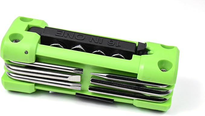 Bicycle multitools 16 in 1 bicycle tools kit set Multi Function Accessories Set Hex Spoke Wrench for Road Mountain Bikes Gree