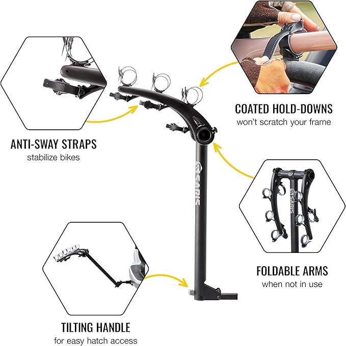 Saris Bones 3-Bike Hitch Rack Bicycle Carrier, with Easy Fold Design and Tilting Base
