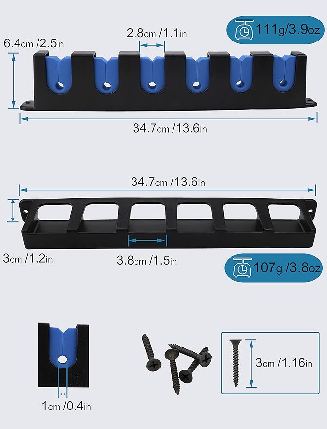 Horizontal Fishing Rod Rack Holders Wall-mounted Fish Pole Holder for Garage & Boat 6-Rod Storage Racks -1 Pair Rod Holder Rod Holder (1 Pair Vertical Blue)