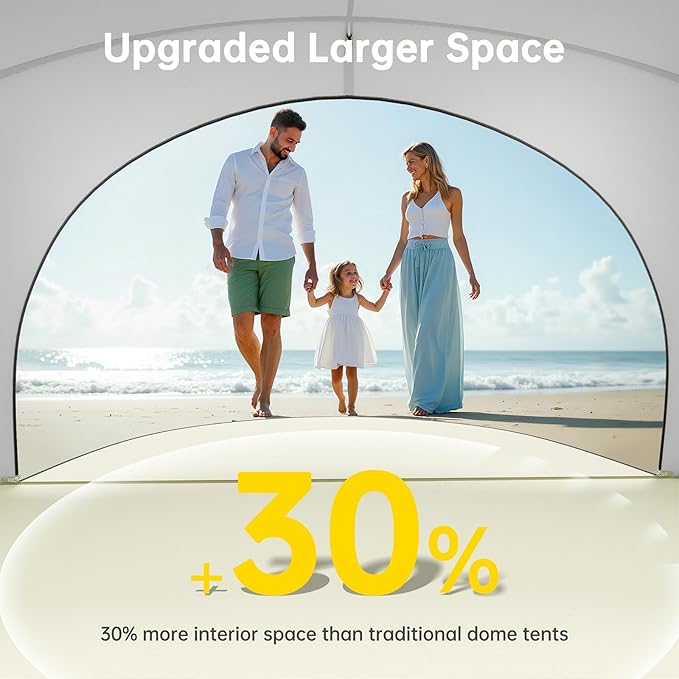 Beach Tent Sun Shelter, Beach Shade Tent with UPF50+ UV Protection, Sun Shelter for 1-3 Person, Beaches Shade with 2 Zippered Doors, Portable Tents for Camping Fishing, Beige
