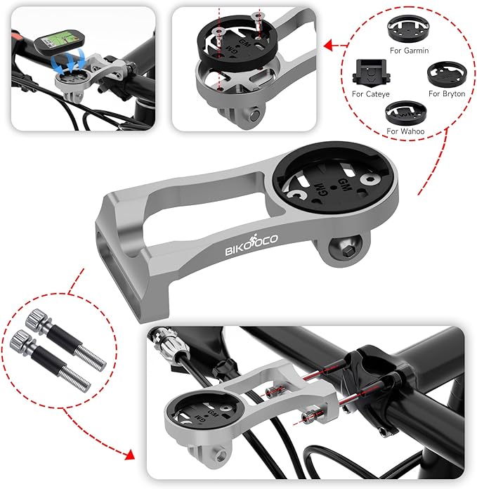 Cycling Computer Mount - Versatile Out Front GPS Mount for Wahoo, Garmin, Bryton, Cateye - Compatible with 1.26''/32mm Handlebars - Ideal for Mountain Bikes and More
