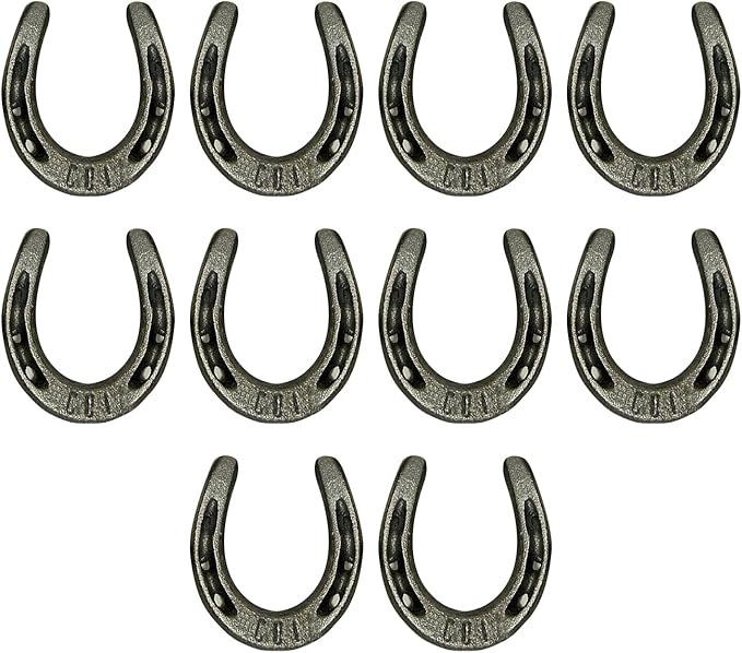 Carvers Olde Iron 3.5" Cast Iron Metal Horseshoe Set - Easy to Weld (10 Pieces)