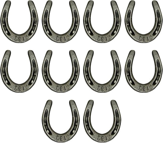 Carvers Olde Iron 3.5" Cast Iron Metal Horseshoe Set - Easy to Weld (10 Pieces)