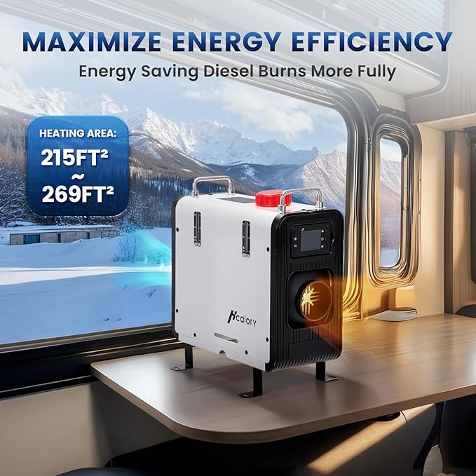 8KW Diesel Air Heater 12V, Portable Diesel Heater with App Control, 10-Temperature Settings, 28% Boost in Burning Efficiency, Auto Start-Stop, and 120V AC 24V DC, for Car, RV, Campers, 2025 Upgraded