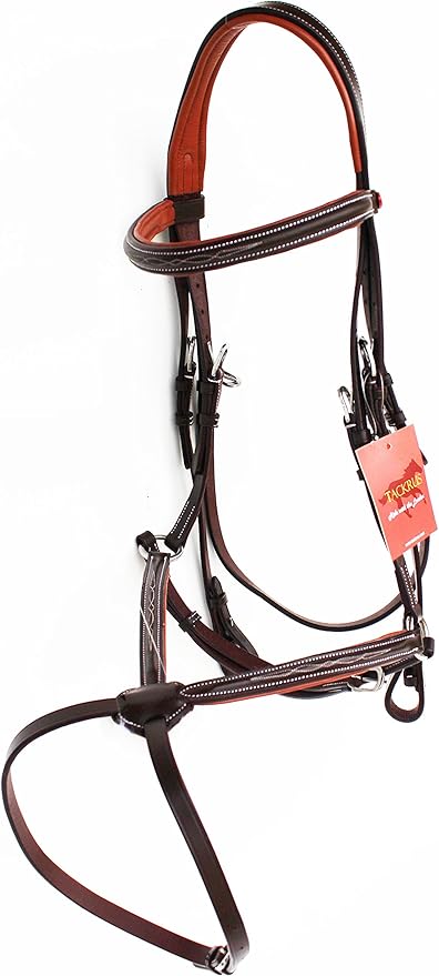CHALLENGER Horse English Padded Leather Jumping Adjustable Figure 8 Bridle Full 803447