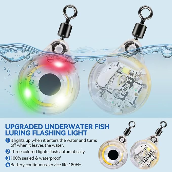 LED水中釣りルアー、LEDライトベイトフラッシャー、ディープドロップ釣りルアー、魚眼誘引ライトベイトルアーランプ 5個