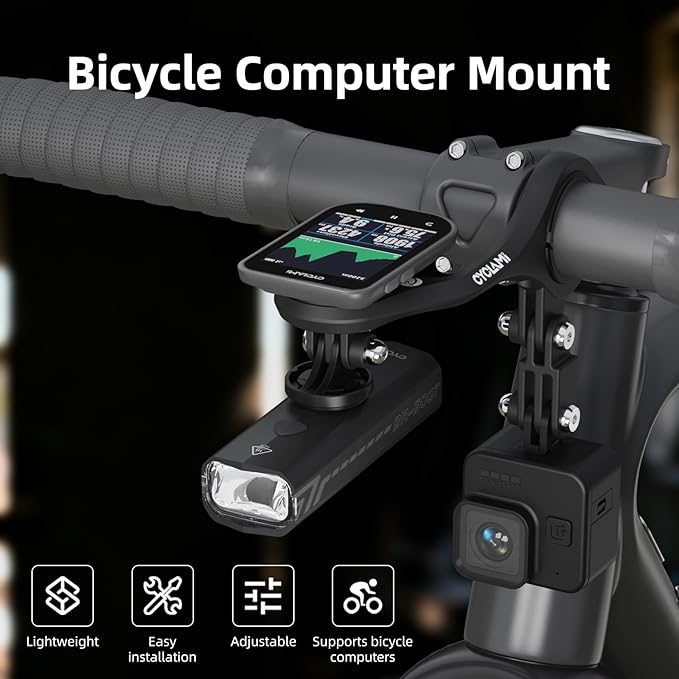 Out Front Mount Compatible with Garmin Edge GPS Bike Computer, XOSS G/G+, iGPSPORT Bike Light & Gopro Cycling Handlebar 25.4mm 31.8mm (M6W)