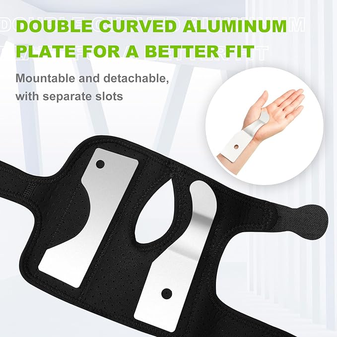 Shappy Bowling Wrist Support Brace with Thumb Spica Splint Right Hand Breathable Wrist Gloves Splint with Removable Aluminum Plate for Women Tendonitis Arthritis Sprains (Black)