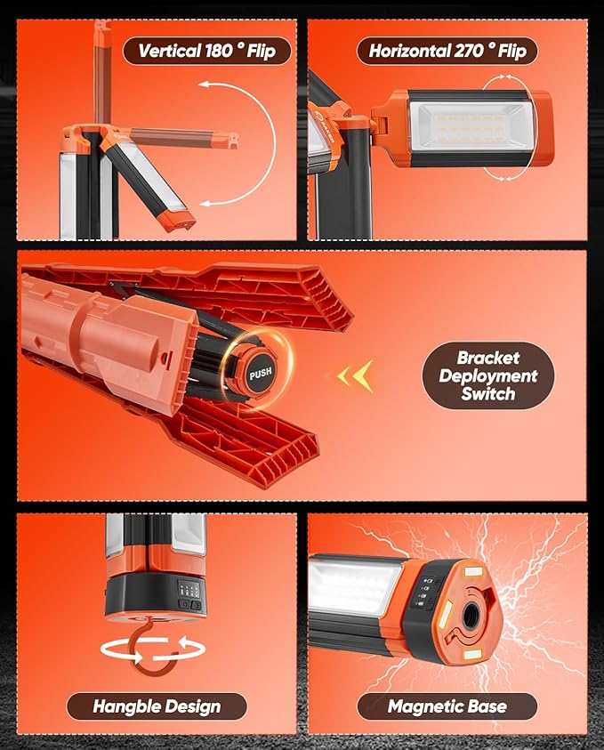 Saker ポータブルキャンプライト スタンド付き 73インチ 20000mAh 充電式LEDワークライト 3200ルーメン 4000/6500K 非常用ライト キャンプ、ガレージ、屋外作業、停電、釣り用 LD18