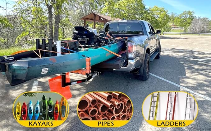 MaxxHaul 70231 Hitch Mount Pick Up Truck Bed Extender For Ladder, Rack, Canoe, Kayak, Long Pipes and Lumber) , Black , 37 x 19 x 3 inches