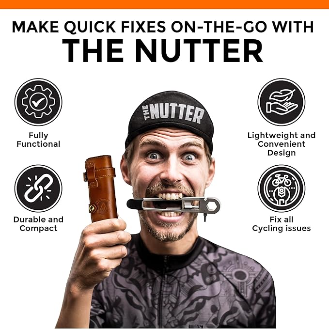 Full Windsor - The Nutter Bicycle Repair Kit – Portable Multi Tool for MTB, Road & Dirt Bikes – Includes Spanner, Magnetic Bit, Tire Levers and Bottle Openers – Compact Brown Case for Bicycle tool kit