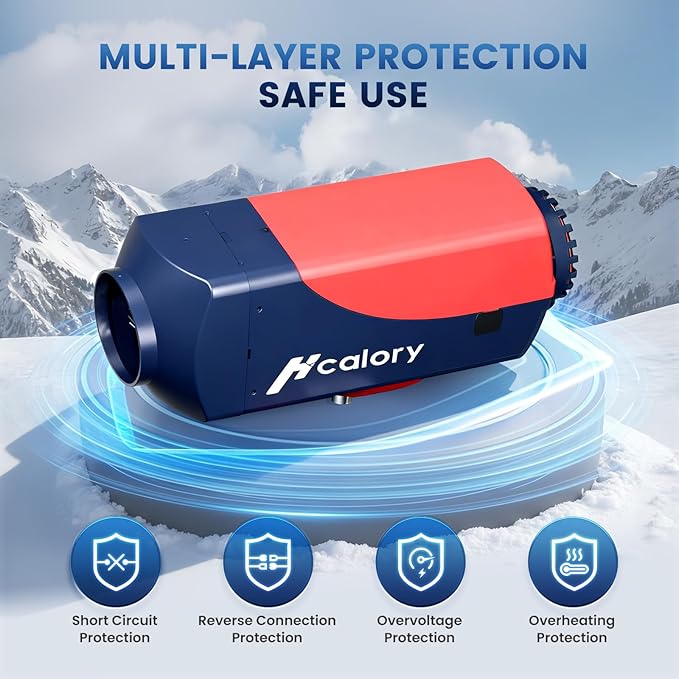 Hcalory 8KW ディーゼルヒーター、10L HBU1S 駐車用ディーゼルエアヒーター 高速暖房 12/24V アプリ制御、自動起動・停止、複数タイマー設定、高度モード RV ガレージ用 2025年アップグレード