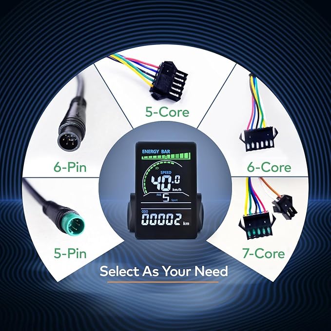 Ebike Display M6C, UART No. 2 Protocol, 24V-60V Colorful Acrylic Cycling Computer with Charging Port for Mobile Devices, Ebike LCD Display to Enrich Cycling Journey