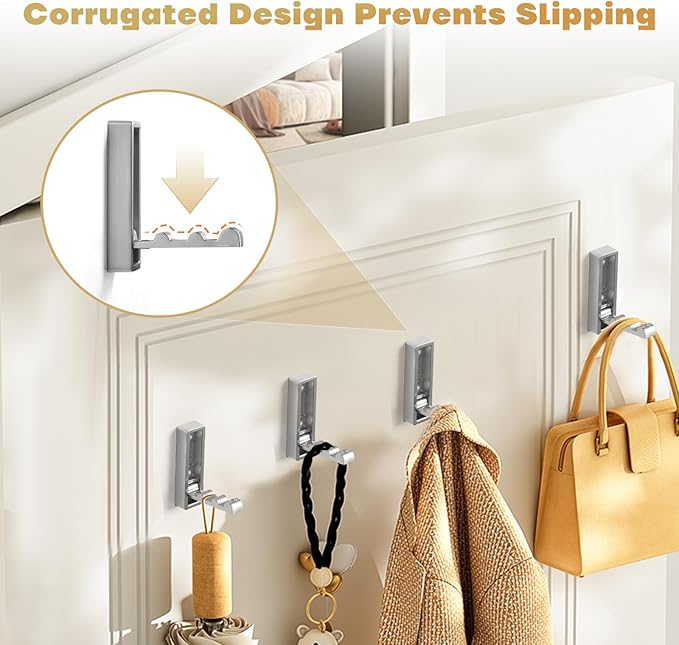 Folding Wall Hook, 2Pcs Foldable Coat Hooks Mounted, Heavy Duty Zinc Alloy No Rust Fold Up Hooks for Hanging Coat, Towel, Key, Hat, Bag, Jacket, Backpack (Brushed Nickel)