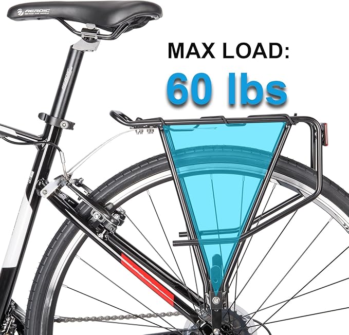 Rear Bike Rack - Bike Cargo Rack for Flat Mount Disc Brake/Non-Disc Brake Mount - Large Capacity Bicycle Pannier Rack (Narrower)