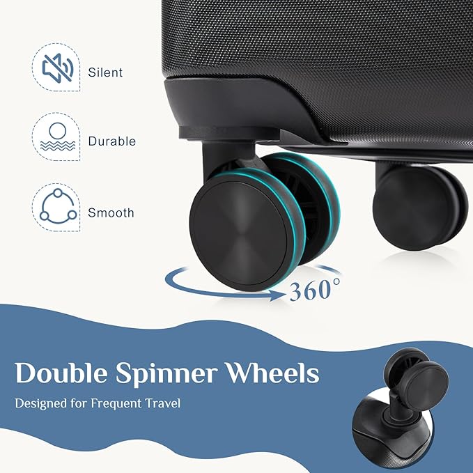 OLIXIS 3点セット スーツケース キャスター付き 軽量 ABS樹脂製 ハードシェル 拡張機能 TSAロック搭載 機内持込可能 – ブラック（20+24+28インチ）