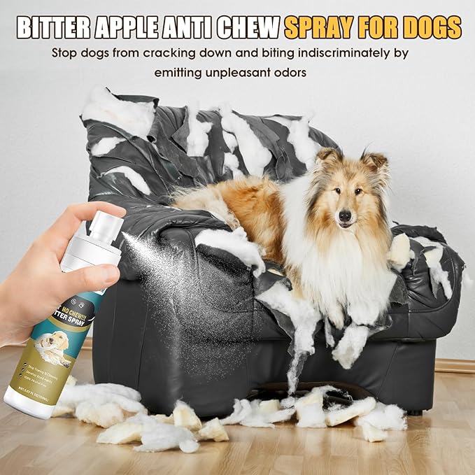 Bitter Apple Spray for Dogs, Effectively, No Chew Spray for Dogs Stop Licking Biting & Destructive Behavior Protect Your Furniture Prevent Licking Injuries Indoor/Outdoor Training Deterrent (150ML)