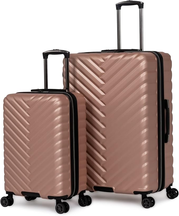 Kenneth Cole REACTION マディソン スクエア 軽量 ハードサイド シェブロン 拡張可能 スピナーラゲッジ、ローズゴールド、2点セット (20インチ & 28インチ)