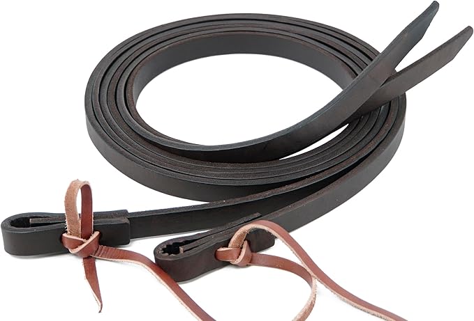 Jeereal Leather Split Reins, Heavy Oil Weighted,Broken in,Supple Ranch Reins for Western Horse ProTack, 5/8" x 7'