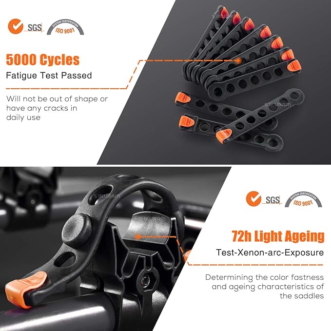 3 Bike Rack Bicycle Carrier Racks Hitch Mount Double Foldable Rack for Cars Truck SUV Fits 2" Receiver, Tie Down Strap, Anti-Rattle Hitch Tightener & Bicycle Cross-bar Adapter for Kid’s Bike
