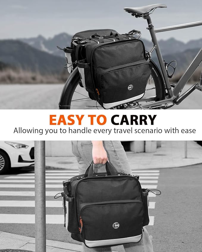 NDakter Bike Panniers, 30L Waterproof Panniers Bike Bags for Rear Rack, Expandable Double Bicycle Trunk Saddle Bag with Reflective Strips,E-bike Accessories for Commute and Mountain Cycling Travel