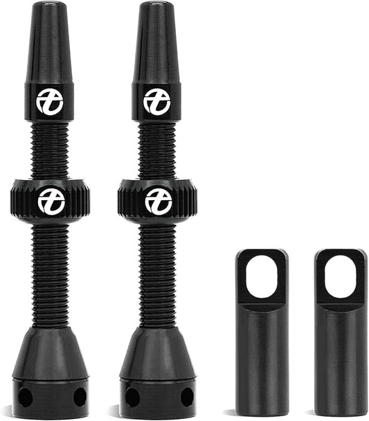 Thinvik Presta Tubeless Valve Stem 44/48/65/70/85mm,Super Light Alloy Presta Tubeless Valve Stem Kit for Tubeless Tires-2 Tubeless Valve Stem (with Aluminum Alloy Valve Cap) + Valve Core Removal Tool