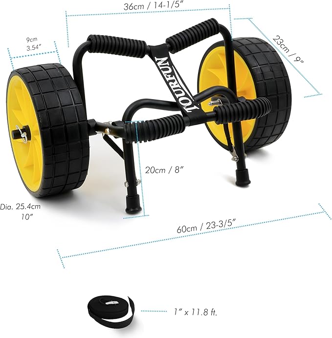 Kayak Cart, Paddle Board Cart Kayak Trolley Canoe Dolly SUP Carrier with Airless Tires