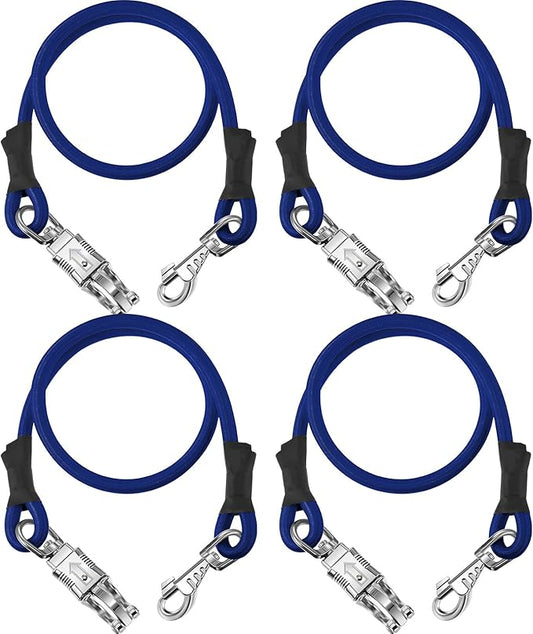 4 Pack Bungee Cross Ties Set Horse Trailer Tie Straps Bulk Bungee Cords with Snaps for Horse Trailer Accessories, 36 Inch Long (Royal Blue)