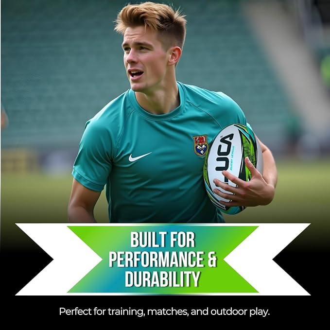 LUCA League Rugby Ball Size 4 & 5 | Hand Stitched, 3-Ply Durable Construction | Super Grip Texture | Training & Match Play Rugby Ball