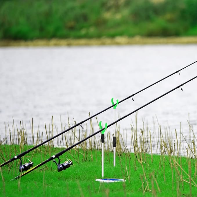 Fishing Rod Holder for Ground: 6pcs Extendable Telescopic Fishing Pole Holders for Bank Ground Sand with 12 Alarm Bells