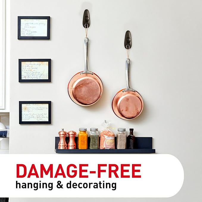 Command Medium Oil Rubbed Bronze Metal Hooks, 2 Hooks and 4 Strips, Damage-Free Wall Hook with Adhesive Strips, Forever Classic Hooks for Hanging Home Decor, Holds up to 3 lb