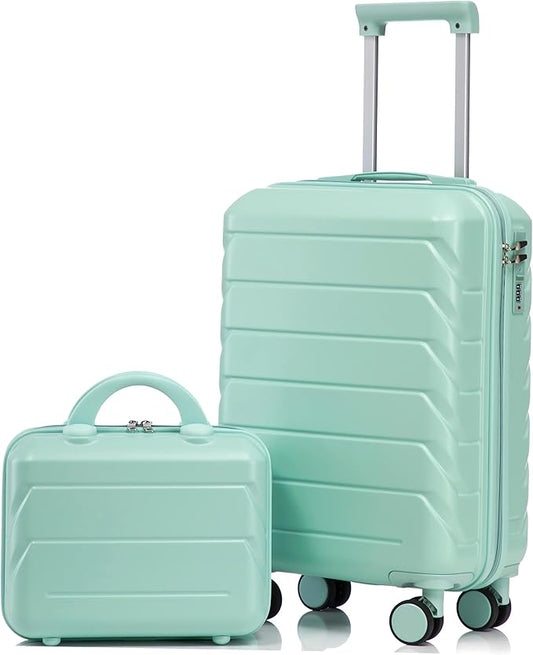 Hardshell Luggage, Lightweight ABS Suitcase with Spinner Wheels, 20/14 Inch