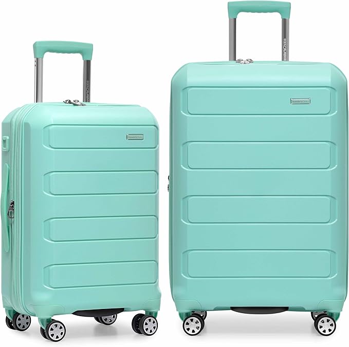 Traveler's Choice Pagosa ハードシェル 拡張可能荷物 スピナーホイール付き、ミント、2ピースセット（22/26）