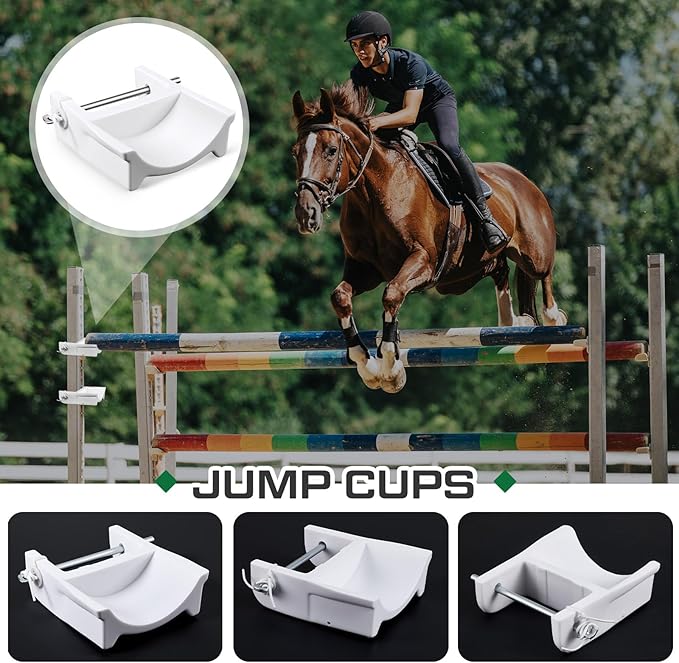 Abbylike 4 Pairs (8 Pieces) Jump Cups Plastic Horse Jump Cups with Pin Fits Standards Uprights Lightweight Durable for Hobby Horse Jumper Equestrian Activities