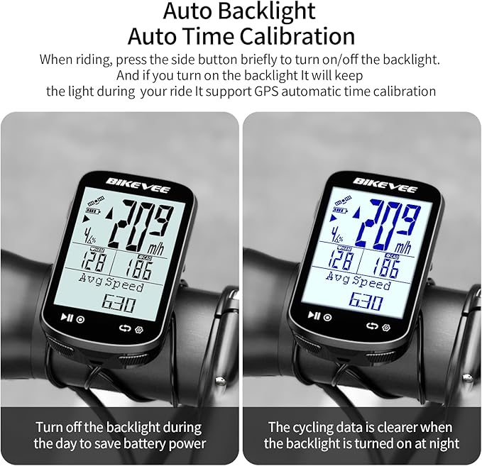 Wireless Bike Computer GPS Bundle, Speedometer & Odometer, Auto Backlight & Auto Stop, IPX7 Waterproof, 2.6" LCD Display
