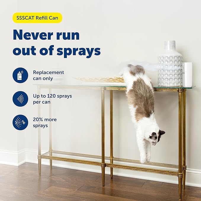 PetSafe SSSCAT Automatic Spray Pet Deterrent - Contactless Behavior Correction - Motion Sensor Air Burst - Odorless - Non-Staining - Versatile Placement Spray - Refill Can
