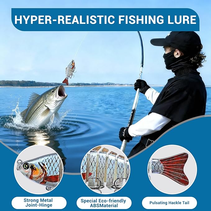 Fishing Lures Multi Jointed Fish Fishing Kits Slow Sinking Lifelike Swimbait Freshwater and Saltwater Crankbaits for Bass Trout Bass Lures