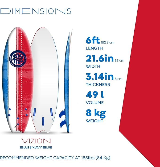 Foam Bloo Tide 6’ Swallow Tail Soft Surfboard