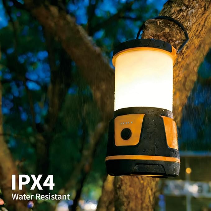 Rechargeable LED Lantern - 3000 Lumens, 5 Light Modes, IP54 Waterproof, 7500mAh Battery, Portable Flashlight for Camping, Hiking, Power Outages & Emergencie (Orange)