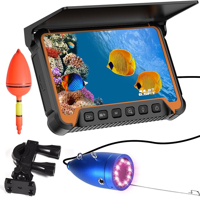 水深温度センサー付き水中釣りカメラ、7インチHD魚群探知機カメラ100ftロングケーブルIR LEDナイトビジョン広角レンズラインカメラ カヤック湖ボート氷釣りポータブル魚群探知機