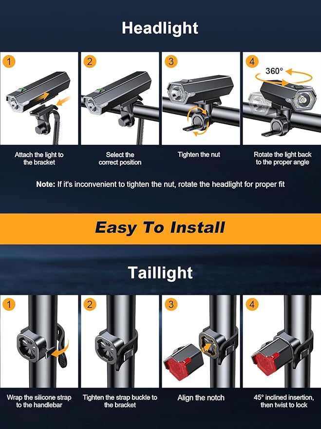 Cuvccn 2026 New 1000 Lumen Super Bright Bike Lights with Side Light, 4+6 Modes Rechargeable Bicycle Lights Front & Rear, IP65 Waterproof Bike Headlight for Day/Night Riding Safety, Scooter Accessories