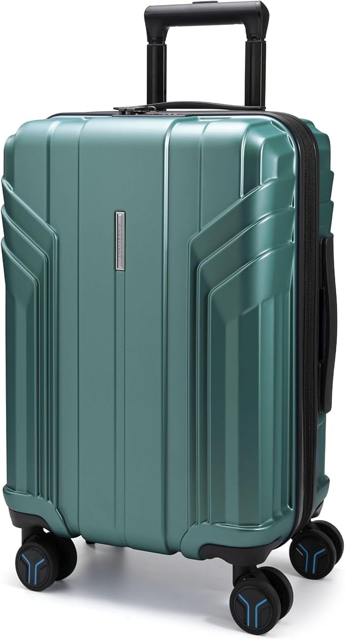 BAGSMART 拡張可能機内持ち込みスーツケース 22x14x9 航空会社承認済み 100%PC 軽量ハードシェル 20インチキャリーケース スピナーホイール付き オリーブグリーン