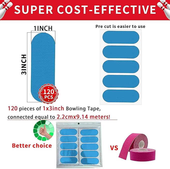 Birllaid 120PCS Bowling Thumb Tape Bowling Finger Tape Bowling Tape Thumb for Bowlers, Bowling Accessories for Men Women