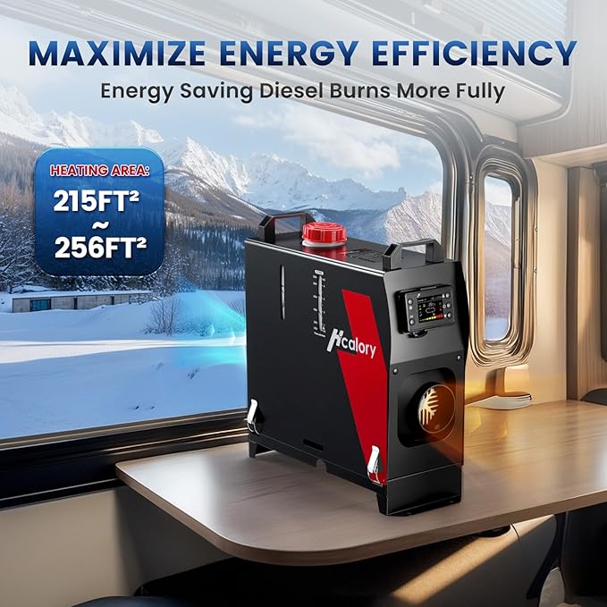 8KW Diesel Heater 12V, HBS1S Parking Diesel Air Heater All-in-one with App Control, 10-Temperature Settings, Auto Start-Stop and Fast Heating, 110V AC & 12V 24V DC, for Campers, RV Truck, Boat, Car
