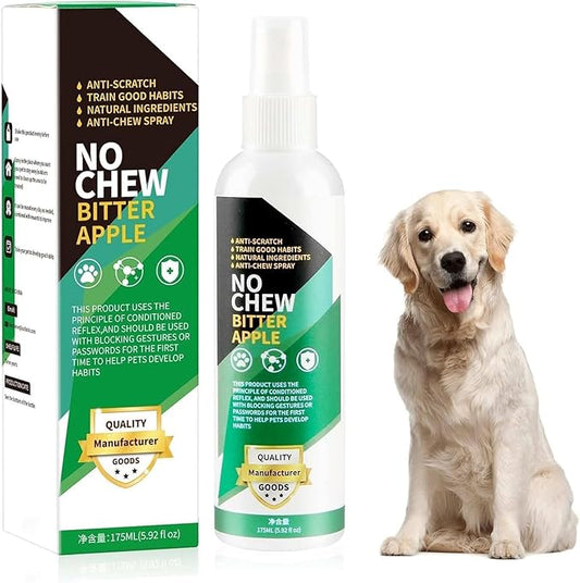 Bitter Apple Spray for Dogs to Stop Chewing, 175ML No Chew Spray for Dogs, Natural Dog Deterrent Spray for Pet Behavior Training, Indoor & Outdoor Safe, Alcohol Free/Non-Toxic/No Sting & No Smell